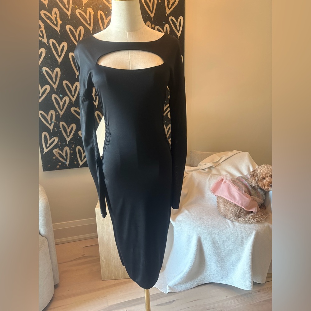 Vintage Gucci Black Long Sleeve Cutout Dress